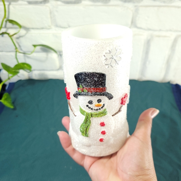 3/$25 Snowman Battery Glitter Candle - Picture 4 of 7